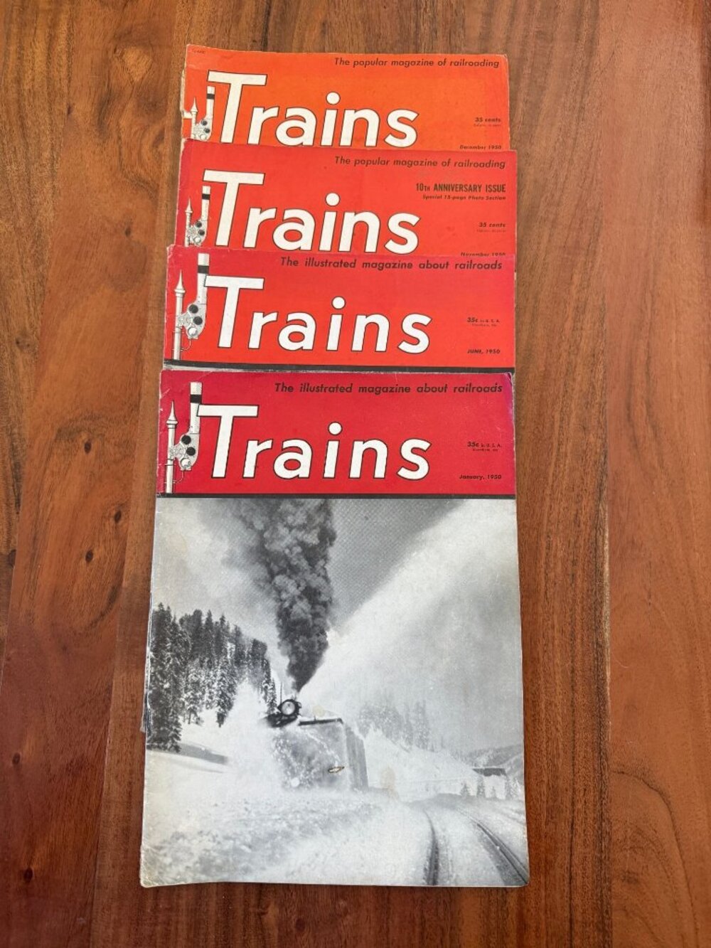 Vtg 1950 Trains Railroad Magazine Lot 4 Issues Nov Dec Jan June Kalmbach Paper